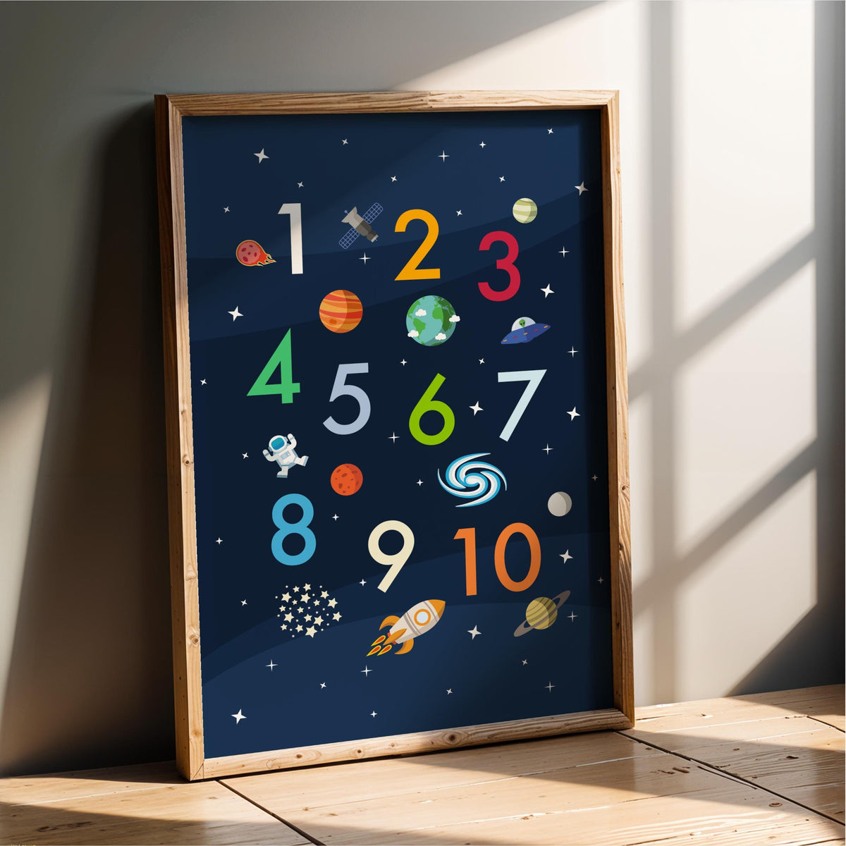 Outer Space Numbers Art Print – Kids Bedroom, Playroom Decor