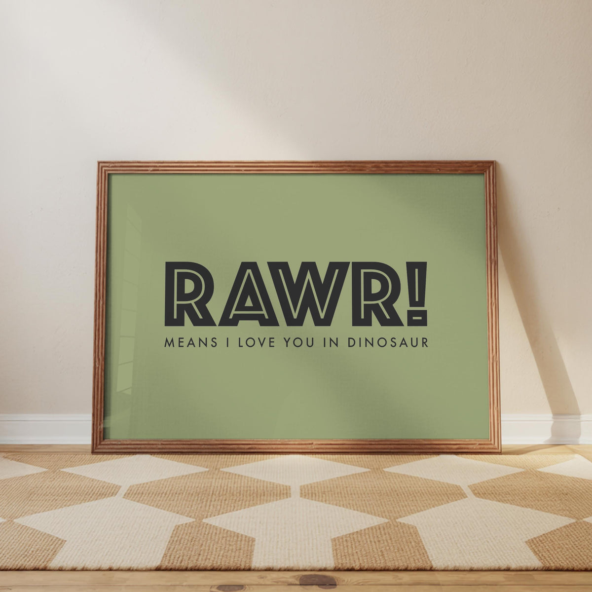 Dinosaur Rawr Typography Print - Nursery and Kids Bedroom - dino wall decor for girls and boys room and playroom, dinosaur print wall art