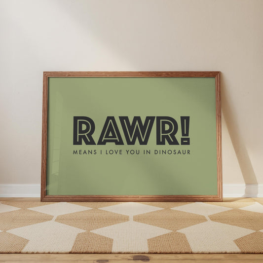 Rawr - Dinosaur Print - Kids Wall Art