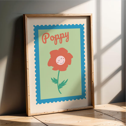 Poppy Flower Nursery Wall Art - Nature inspired bedroom and playroom decor