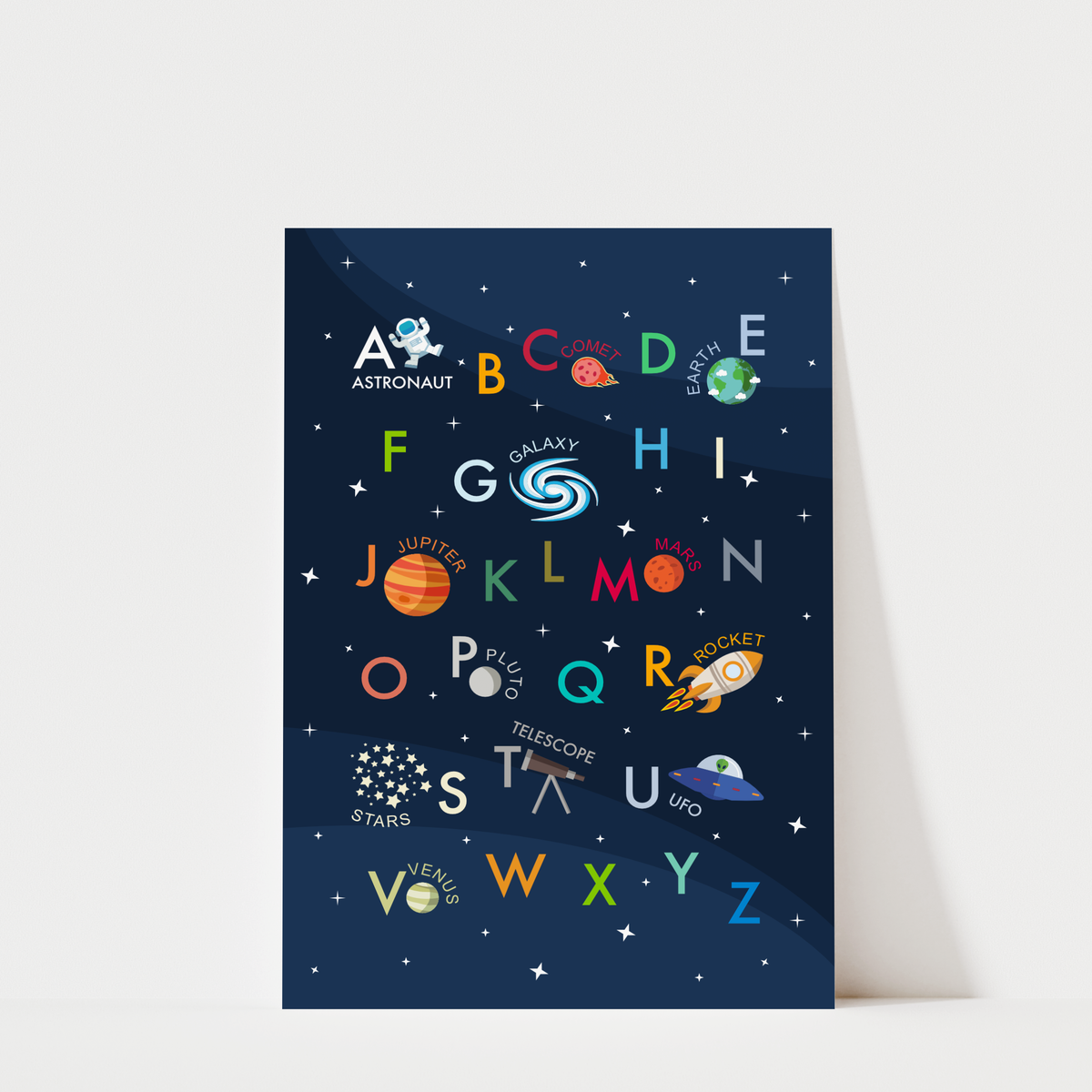 Outer Space Alphabet Art Print – Kids Nursery Decor