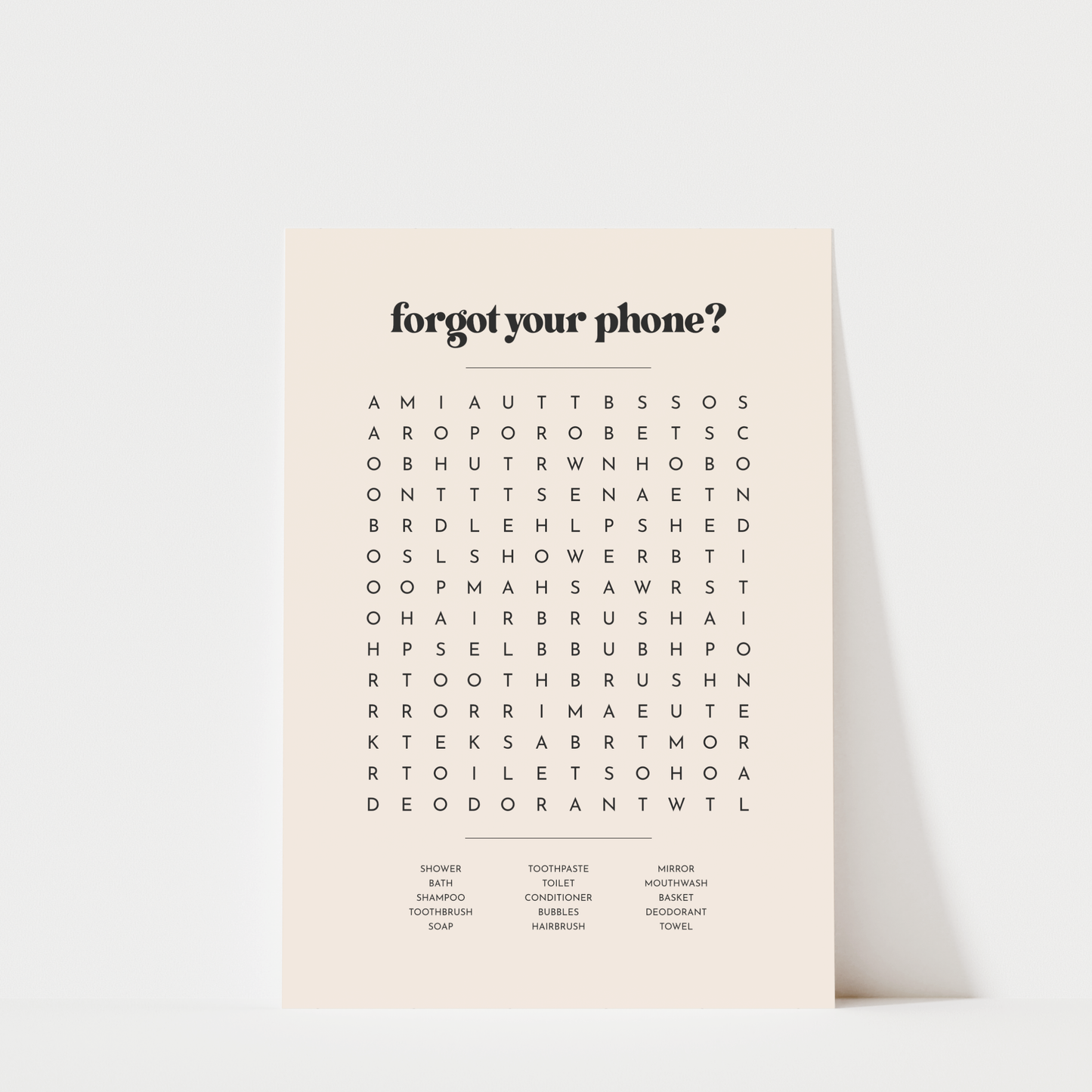 Bathroom Word Search - Bathroom Wall Art