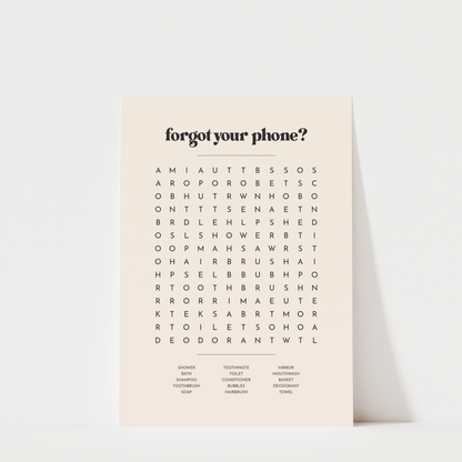 Bathroom Word Search - Bathroom Wall Art