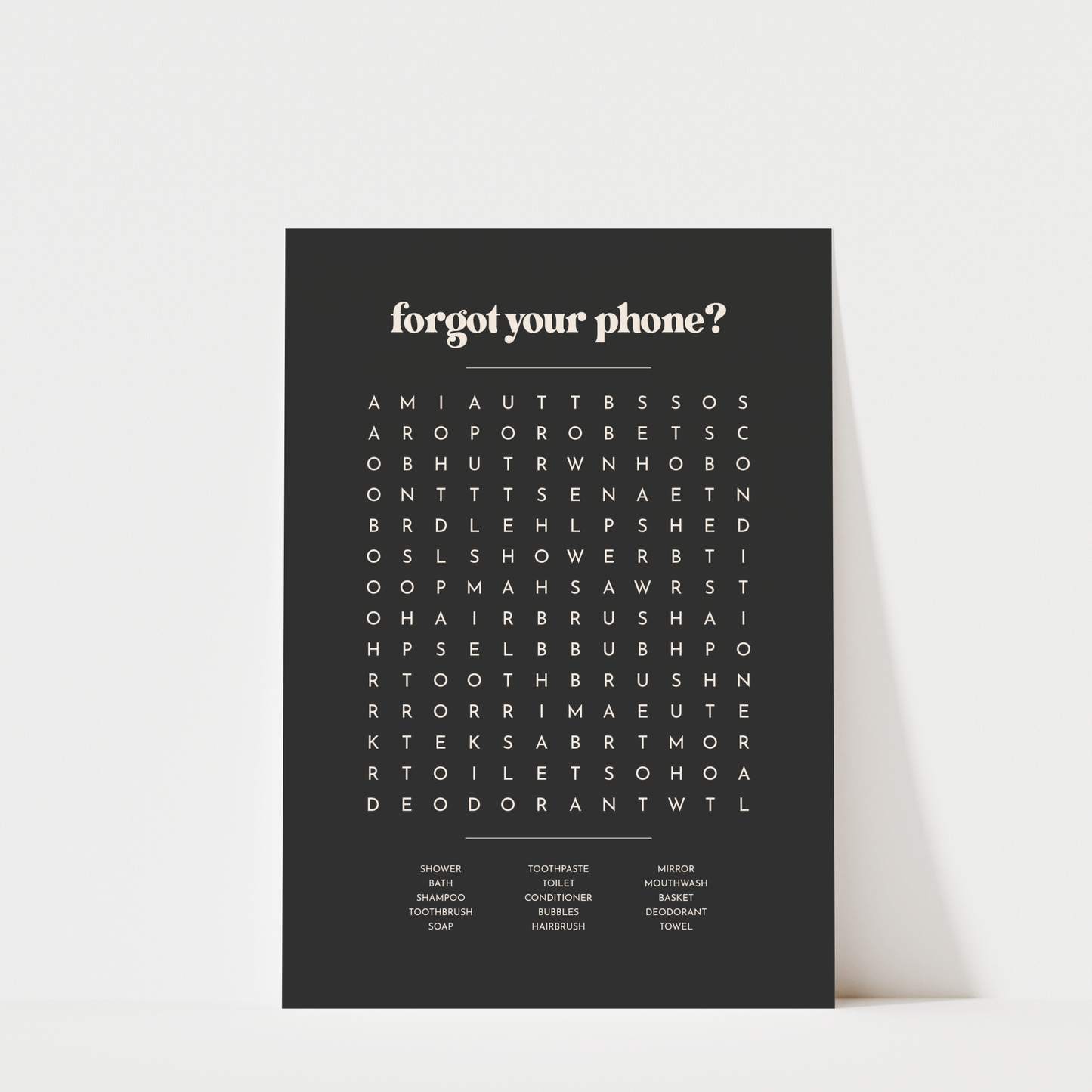 Bathroom Word Search - Bathroom Wall Art