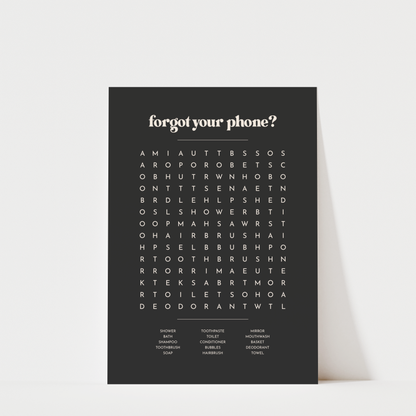 Bathroom Word Search - Bathroom Wall Art