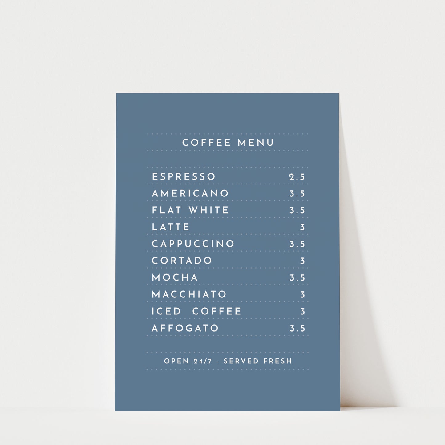 Coffee Menu - Coffee Wall Art Print
