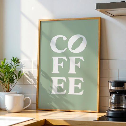 Coffee Typography - Coffee Wall Art Print - Sage Green