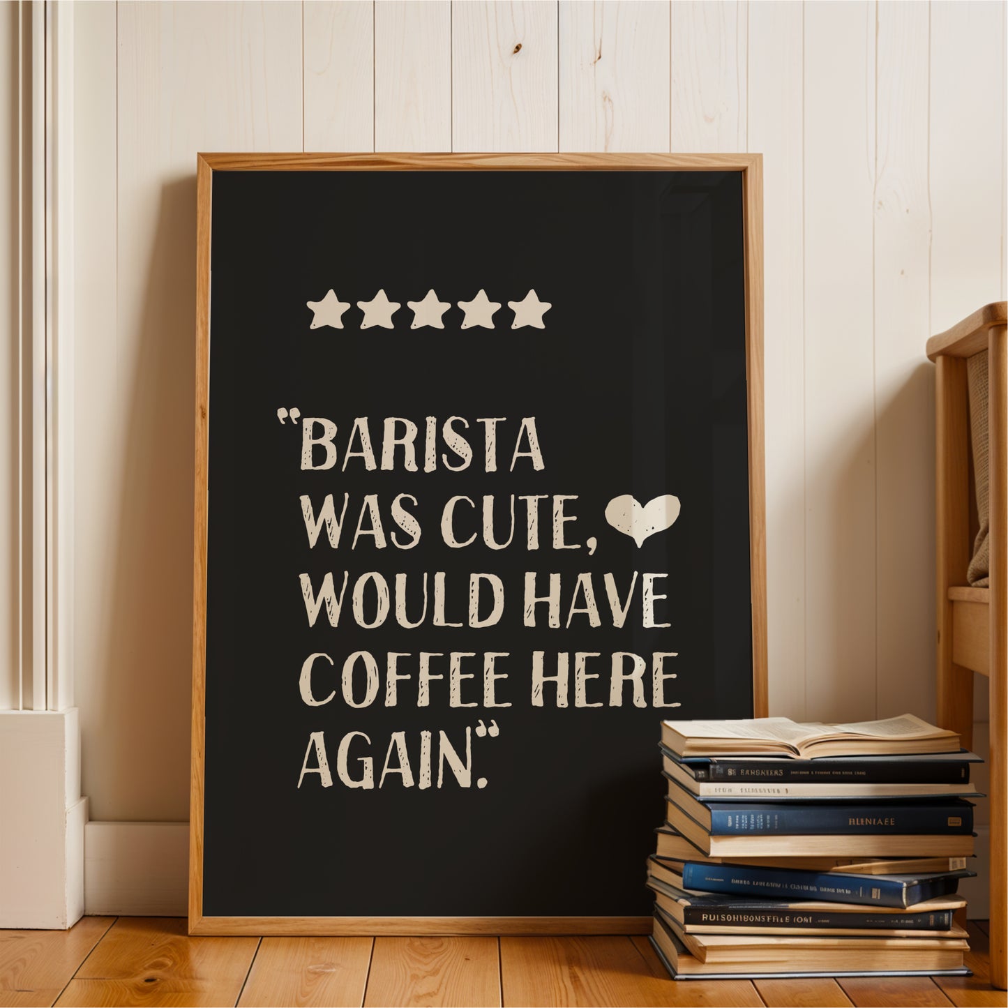 Barista Was Cute - Coffee Wall Art Print - Black