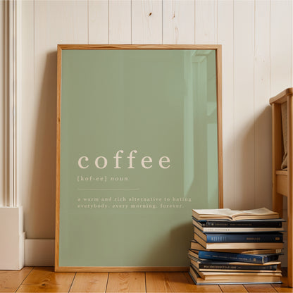 Coffee Definition - Coffee Wall Art Print - Sage Green