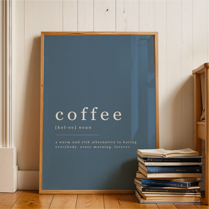 Coffee Definition - Coffee Wall Art Print - Blue