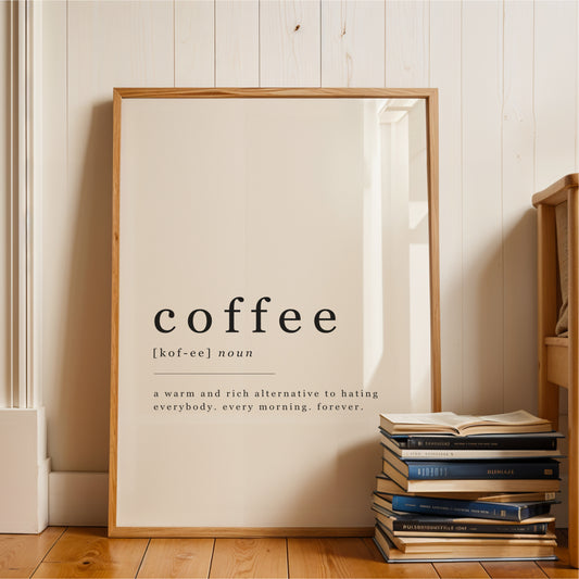 Coffee Definition - Coffee Wall Art Print - White