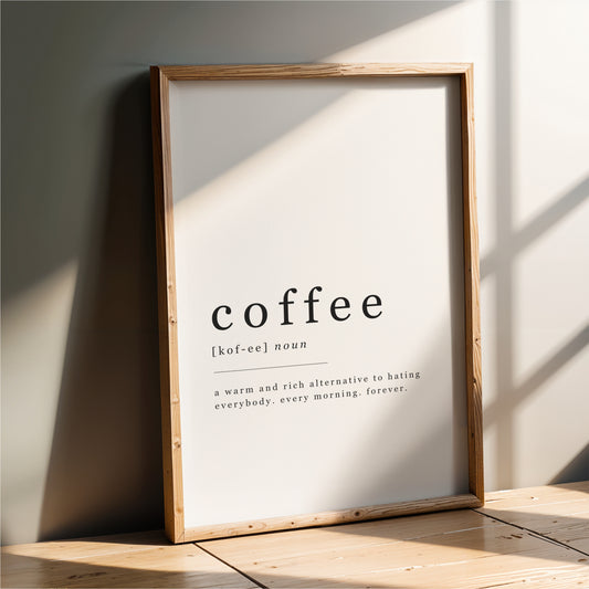 Coffee Definition - Coffee Wall Art Print - White
