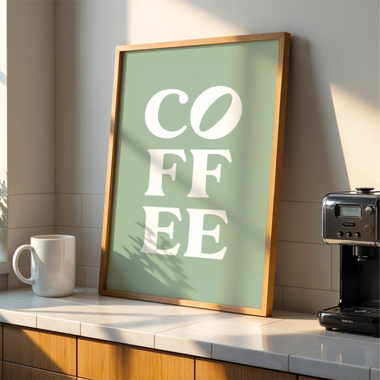 Coffee Typography - Coffee Wall Art Print - Sage Green