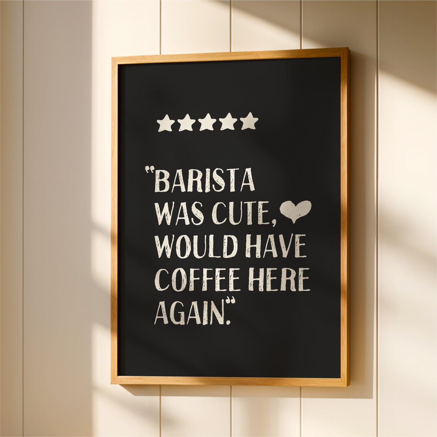 Barista Was Cute - Coffee Wall Art Print - Black