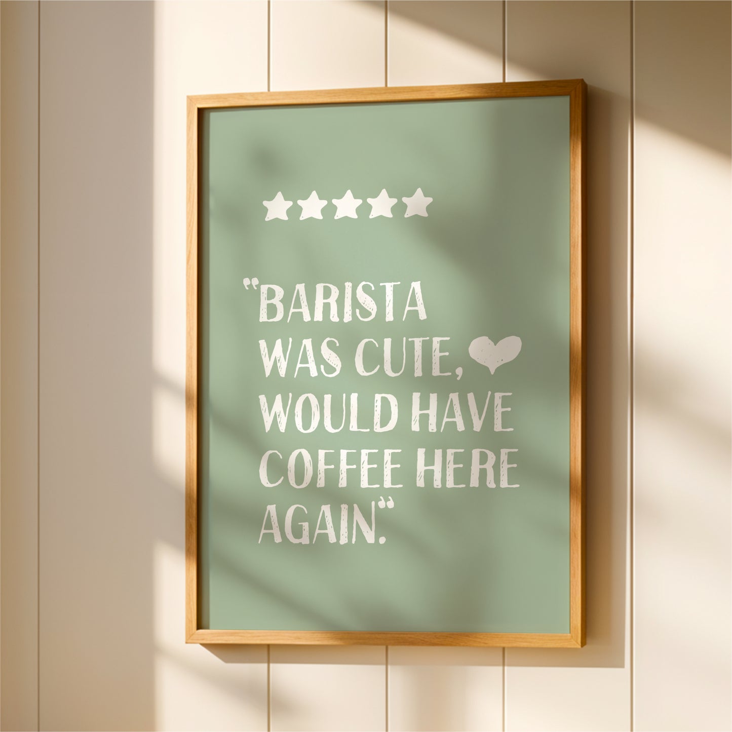 Barista Was Cute - Coffee Wall Art Print - Sage Green