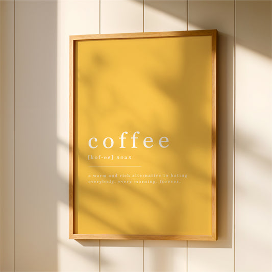 Coffee Definition - Coffee Wall Art Print - Yellow