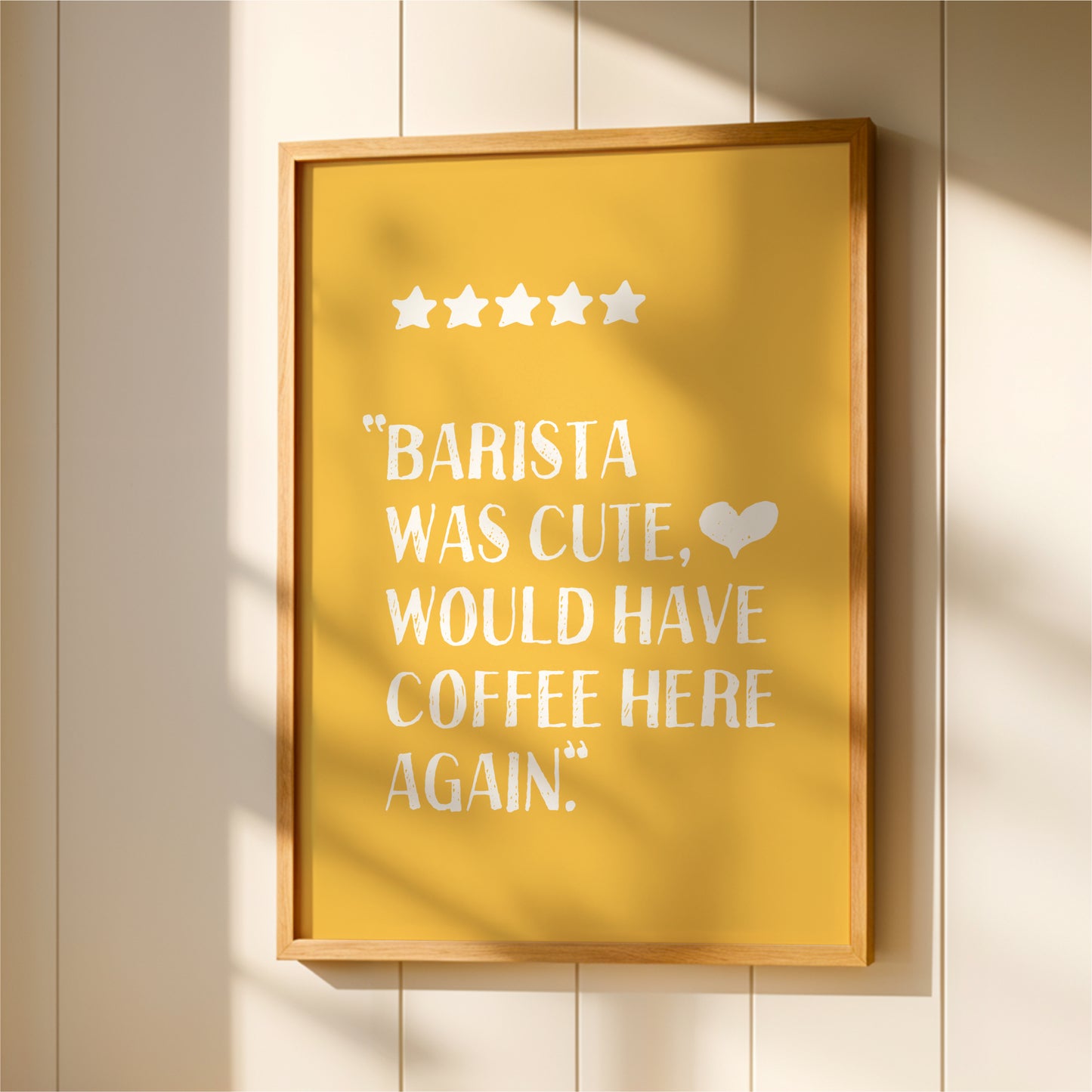 Barista Was Cute - Coffee Wall Art Print - Yellow