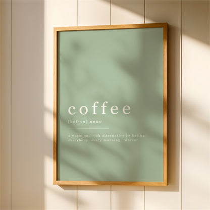 Coffee Definition - Coffee Wall Art Print - Sage Green