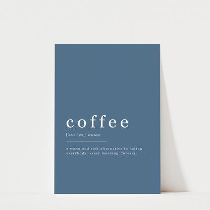 Coffee Definition - Coffee Wall Art Print - Blue