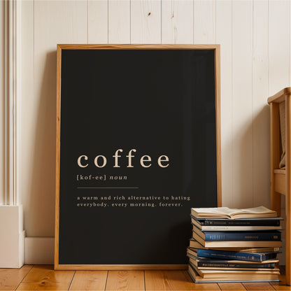 Coffee Definition - Coffee Wall Art Print - Black