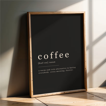 Coffee Definition - Coffee Wall Art Print - Black