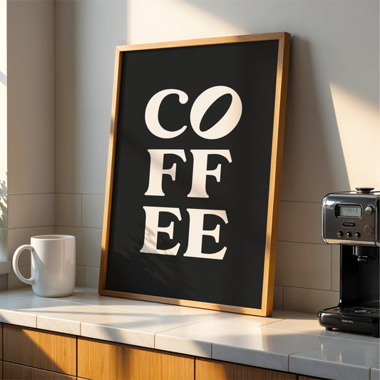 Coffee Typography - Coffee Wall Art Print - Black