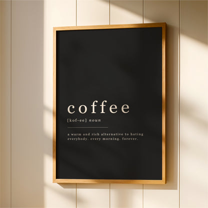 Coffee Definition - Coffee Wall Art Print - Black