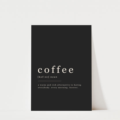 Coffee Definition - Coffee Wall Art Print - Black