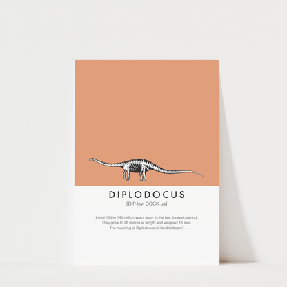 Diplodocus Dinosaur Fact Print | Kids Nursery Wall Art