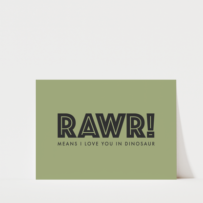 Dinosaur Rawr Typography Print - Nursery and Kids Bedroom - dino wall decor for girls and boys room and playroom, dinosaur print wall art