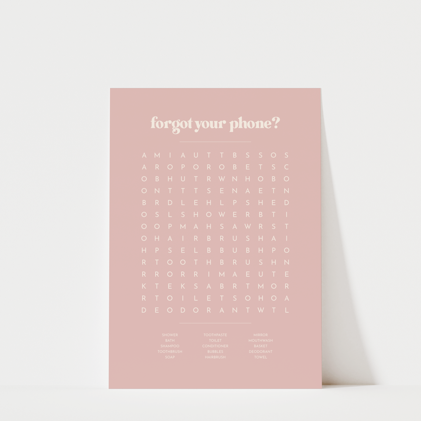 Bathroom Word Search - Bathroom Wall Art