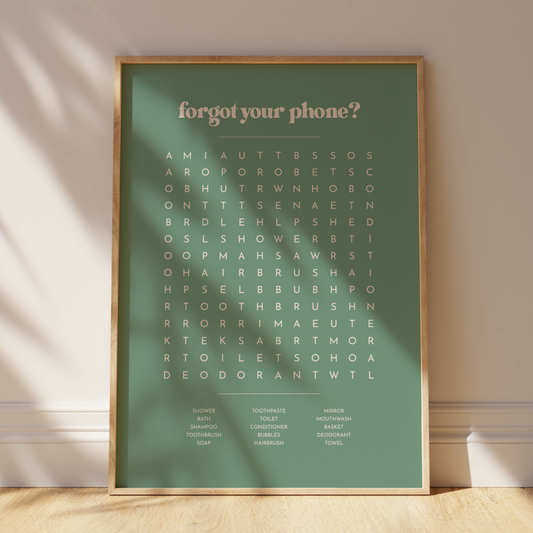 Bathroom Word Search - Bathroom Wall Art
