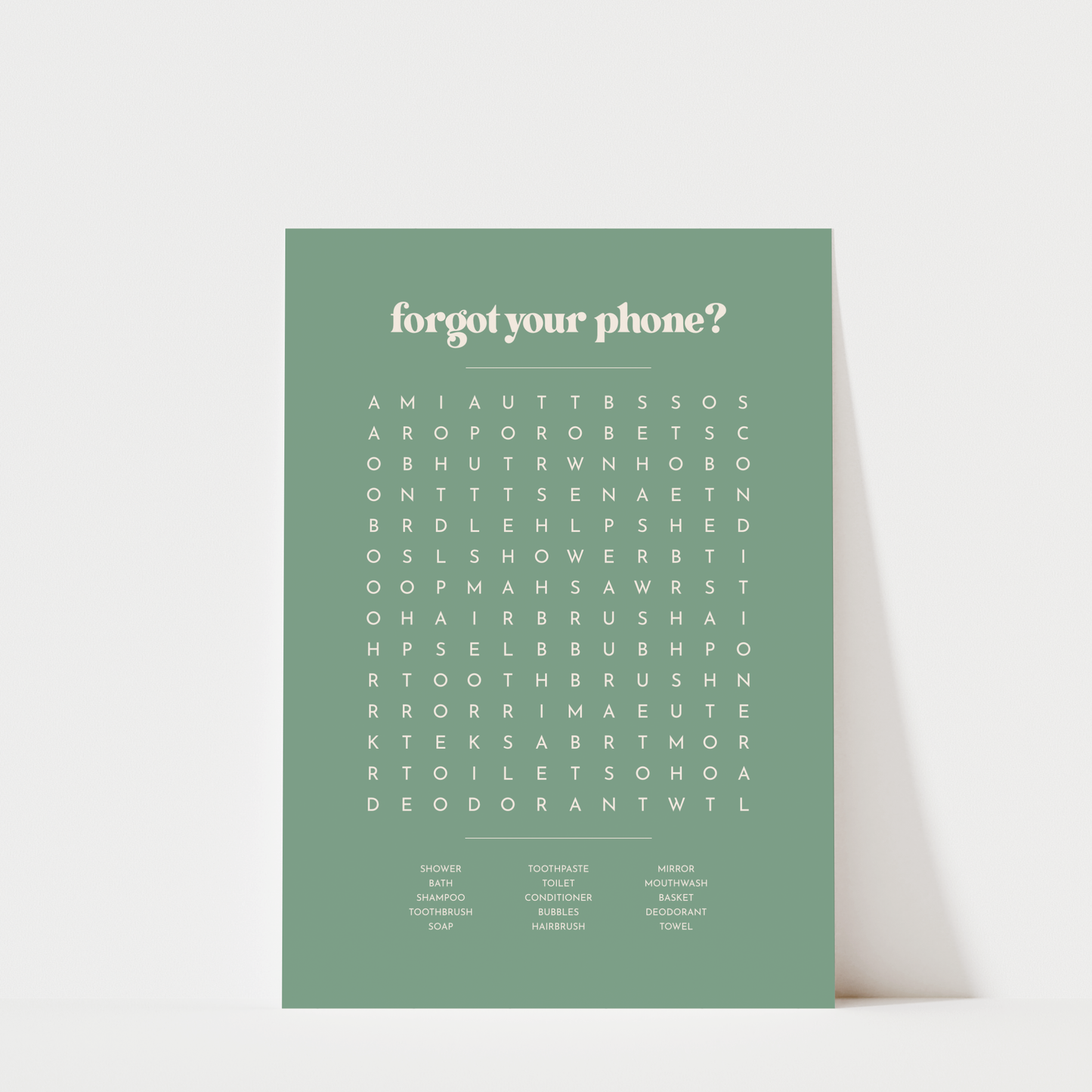Bathroom Word Search - Bathroom Wall Art