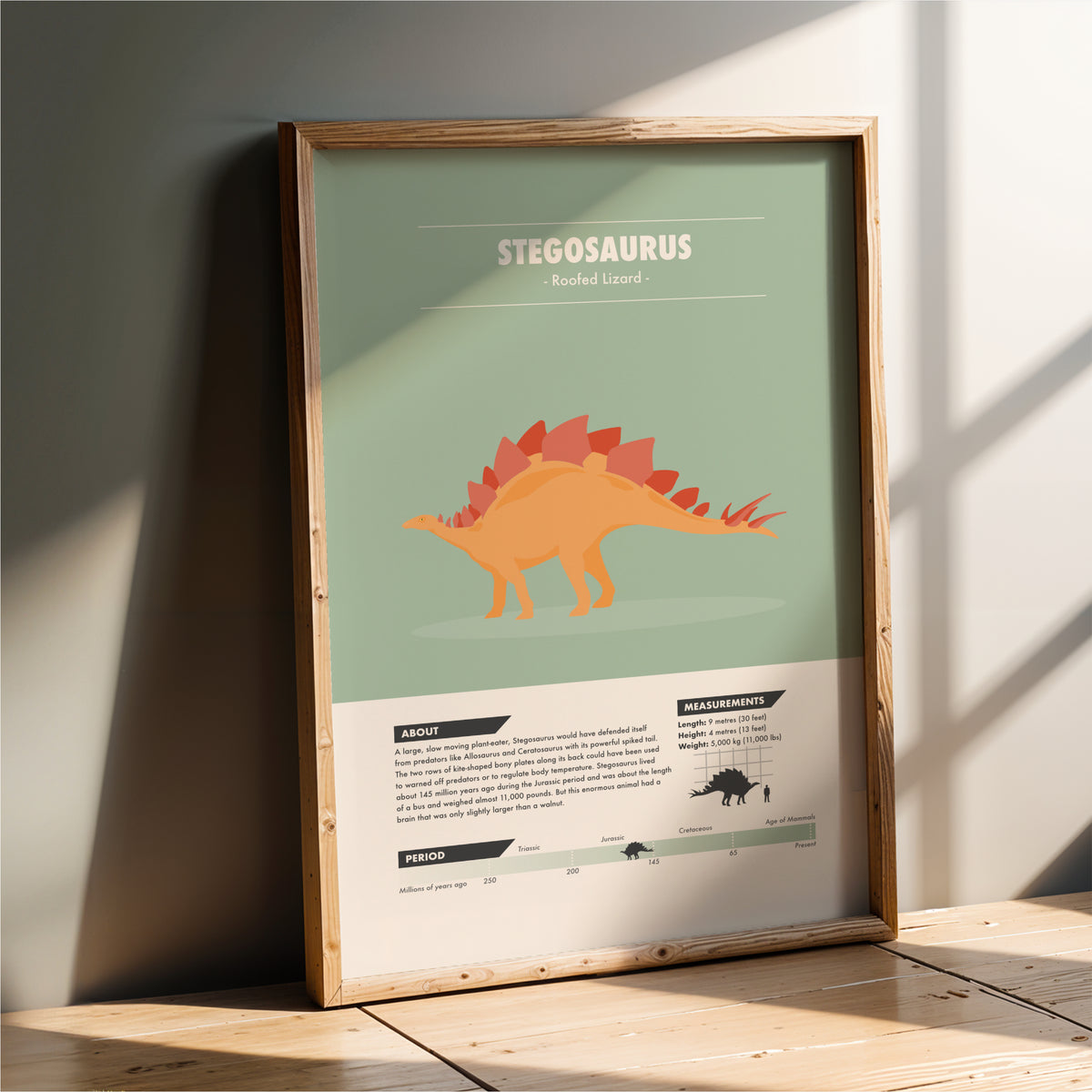 Stegosaurus Dinosaur Print - Kids Wall Art