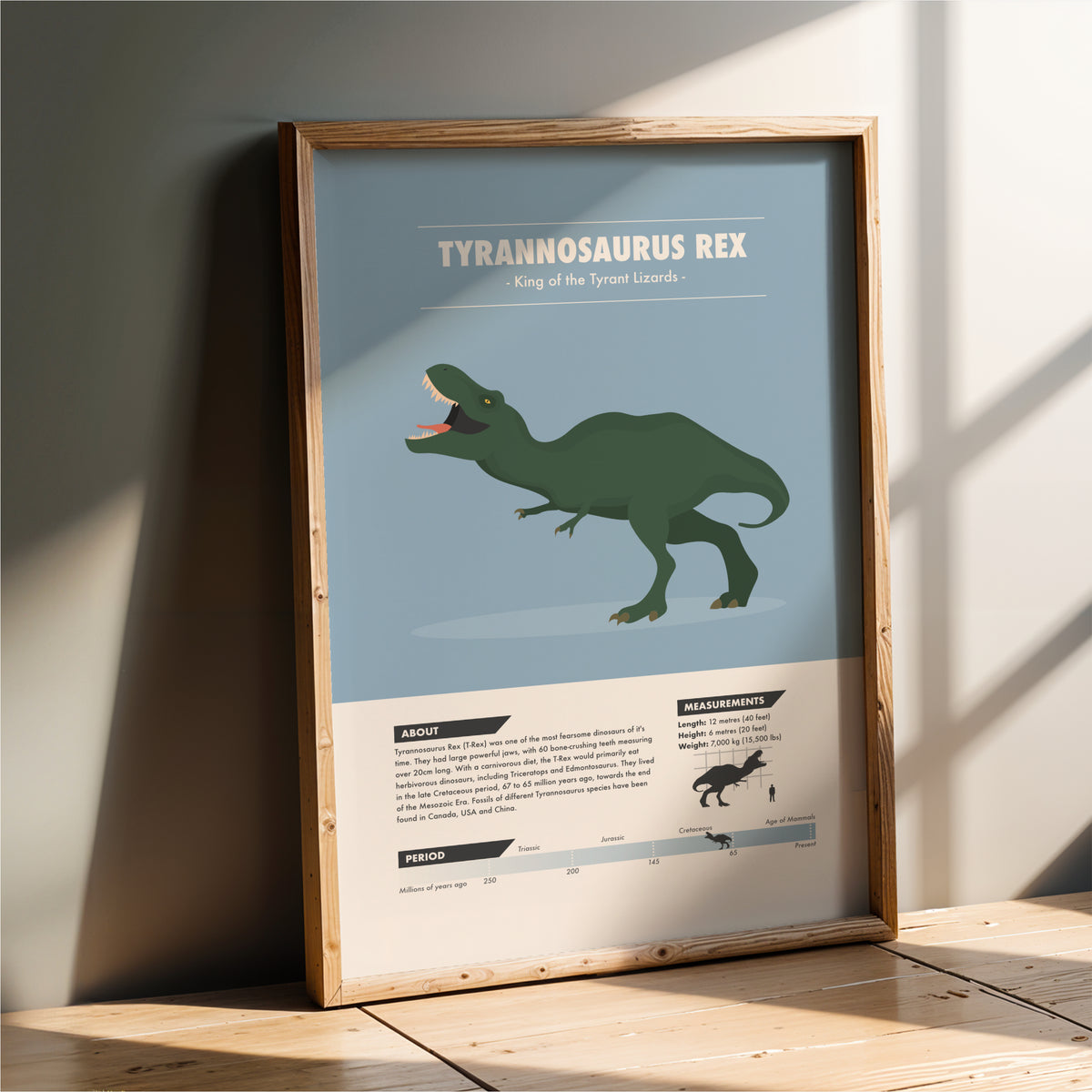 T-Rex Dinosaur Print - Kids Wall Art