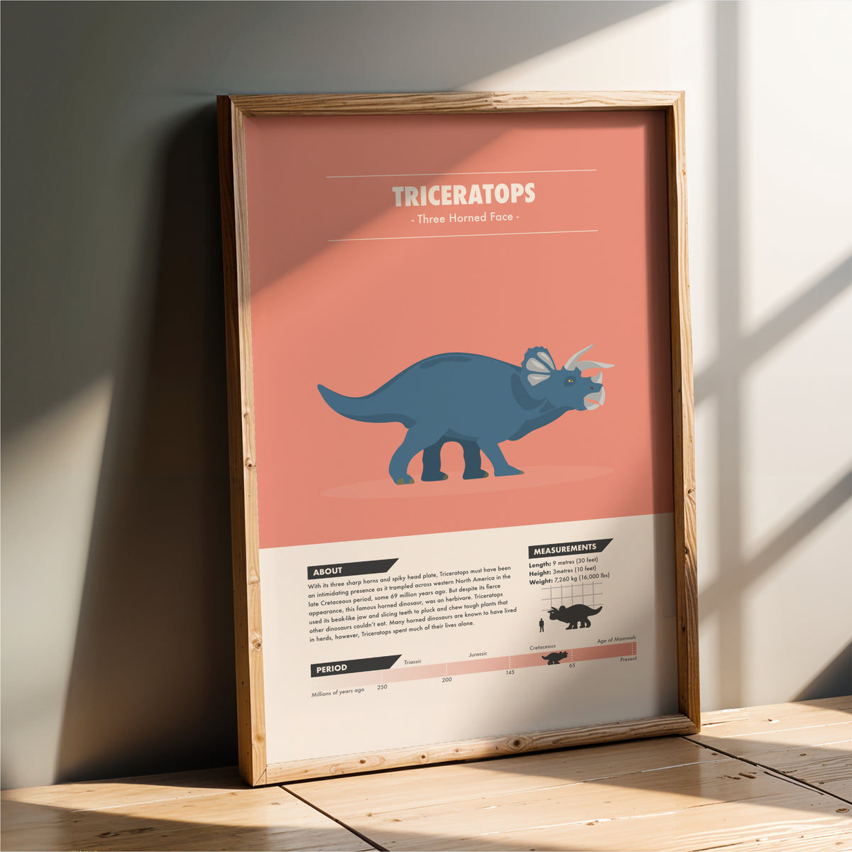 Triceratops Dinosaur Print - Kids Wall Art