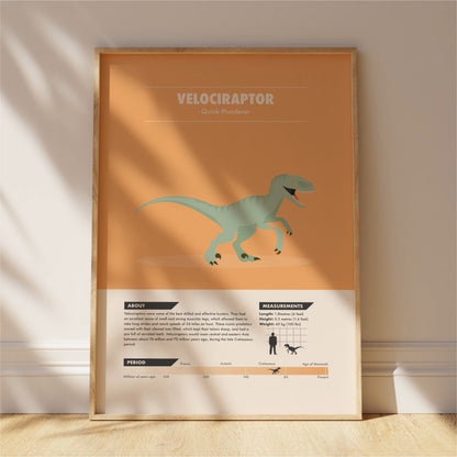 Velociraptor Dinosaur Print - Kids Wall Art