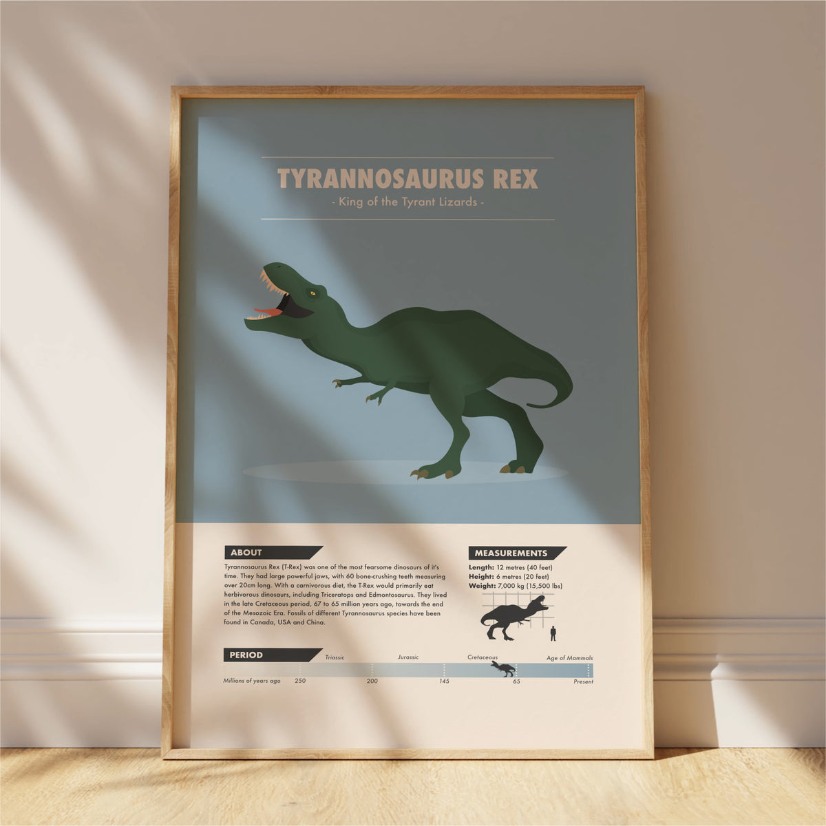 T-Rex Dinosaur Print - Kids Wall Art