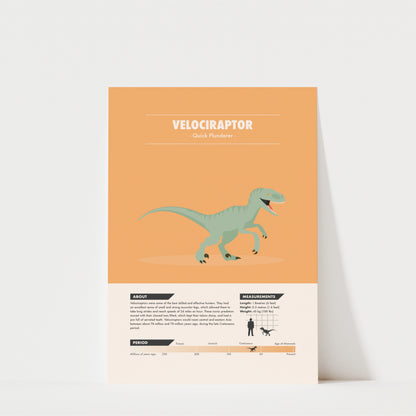 Velociraptor Dinosaur Print - Kids Wall Art