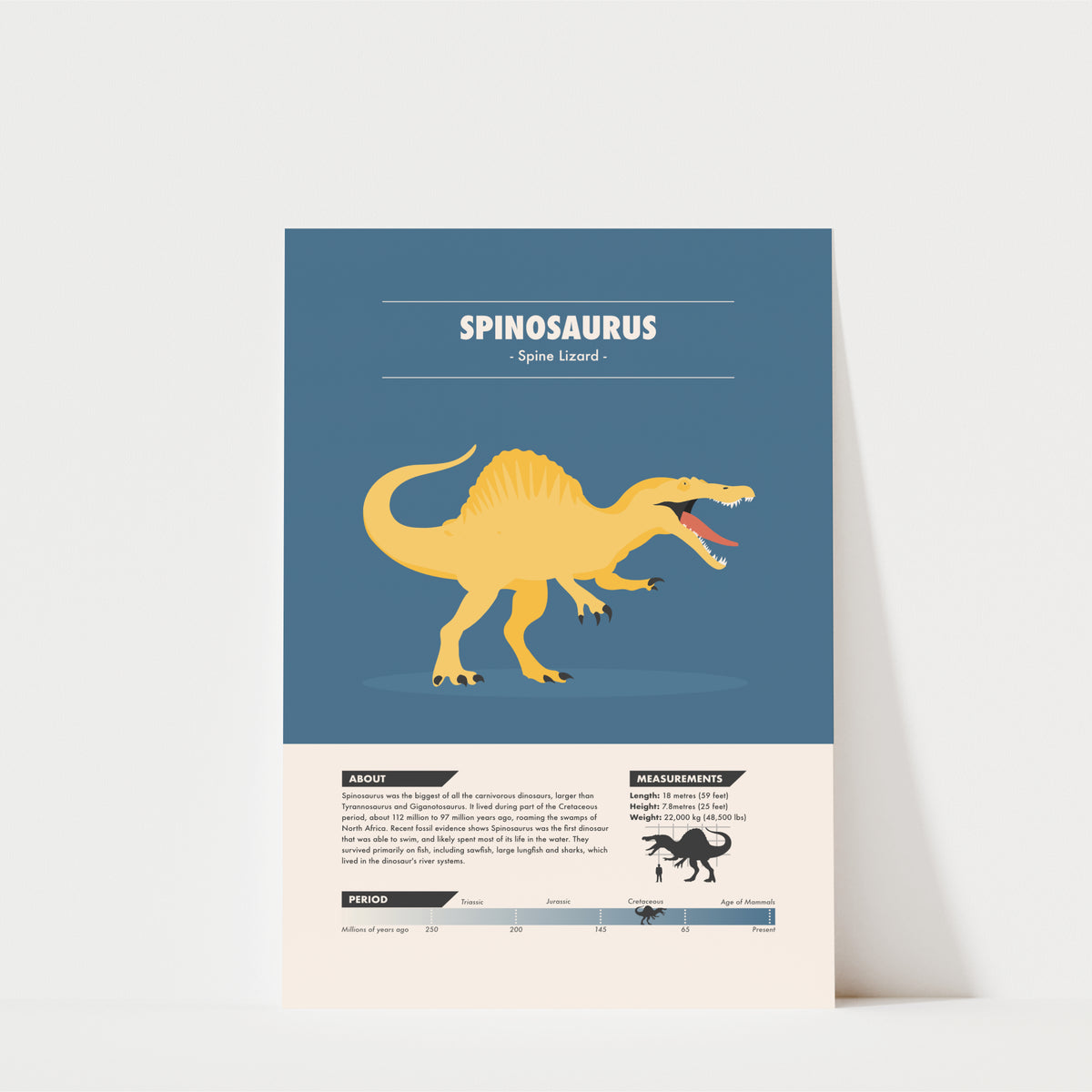 Spinosaurus Dinosaur Print - Kids Wall Art