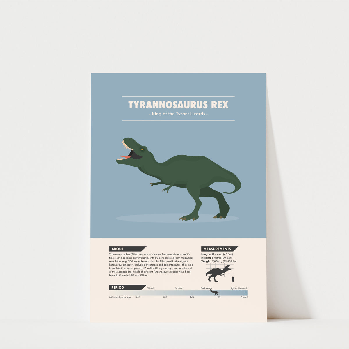 T-Rex Dinosaur Print - Kids Wall Art