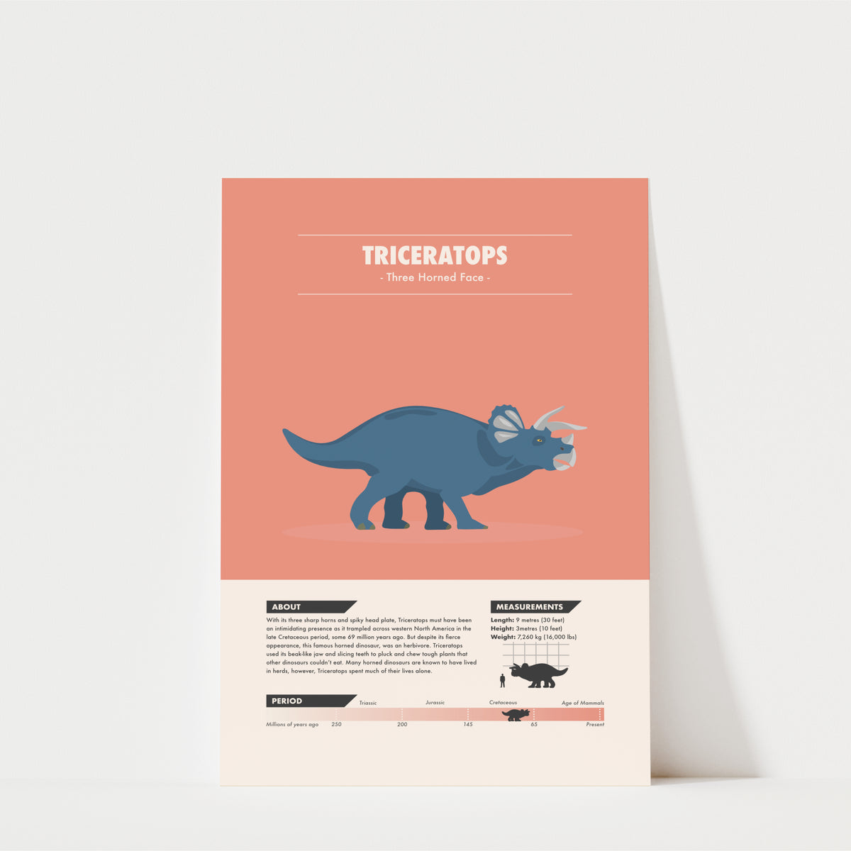 Triceratops Dinosaur Print - Kids Wall Art