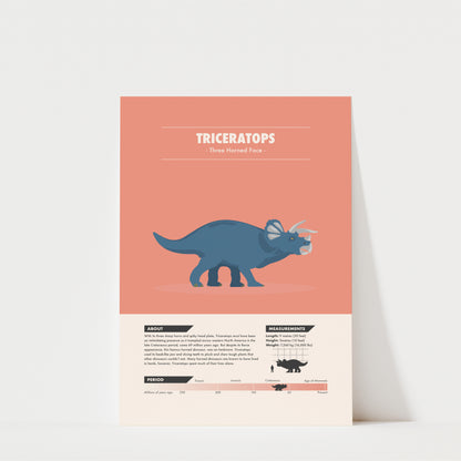 Triceratops Dinosaur Print - Kids Wall Art