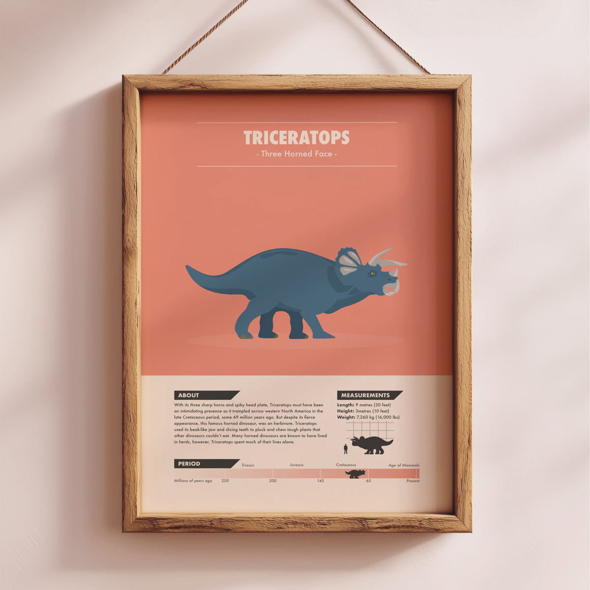 Triceratops Dinosaur Print - Kids Wall Art