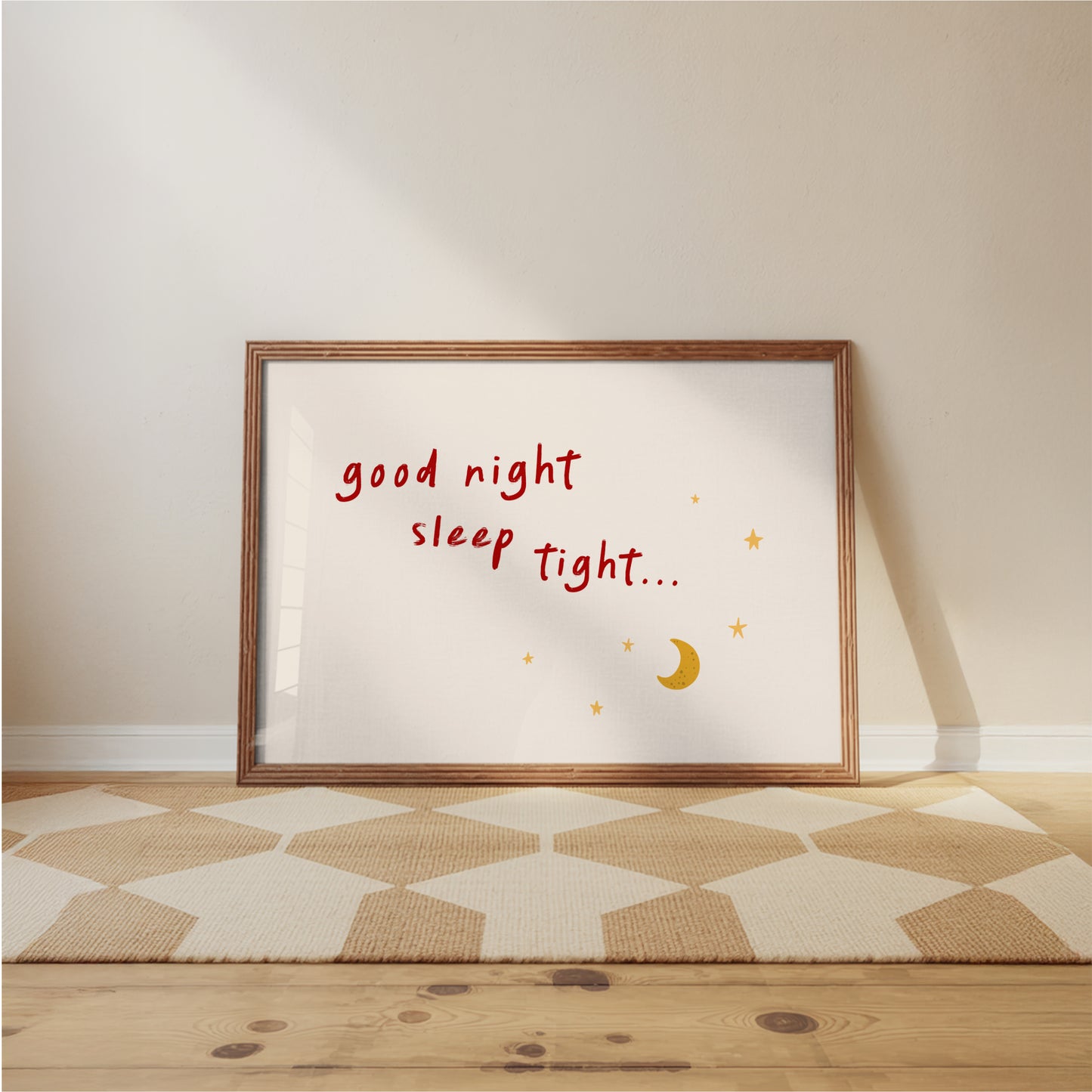 Good Night Sleep Tight Nursery Wall Art – Bedtime Quote Print for Kids Room