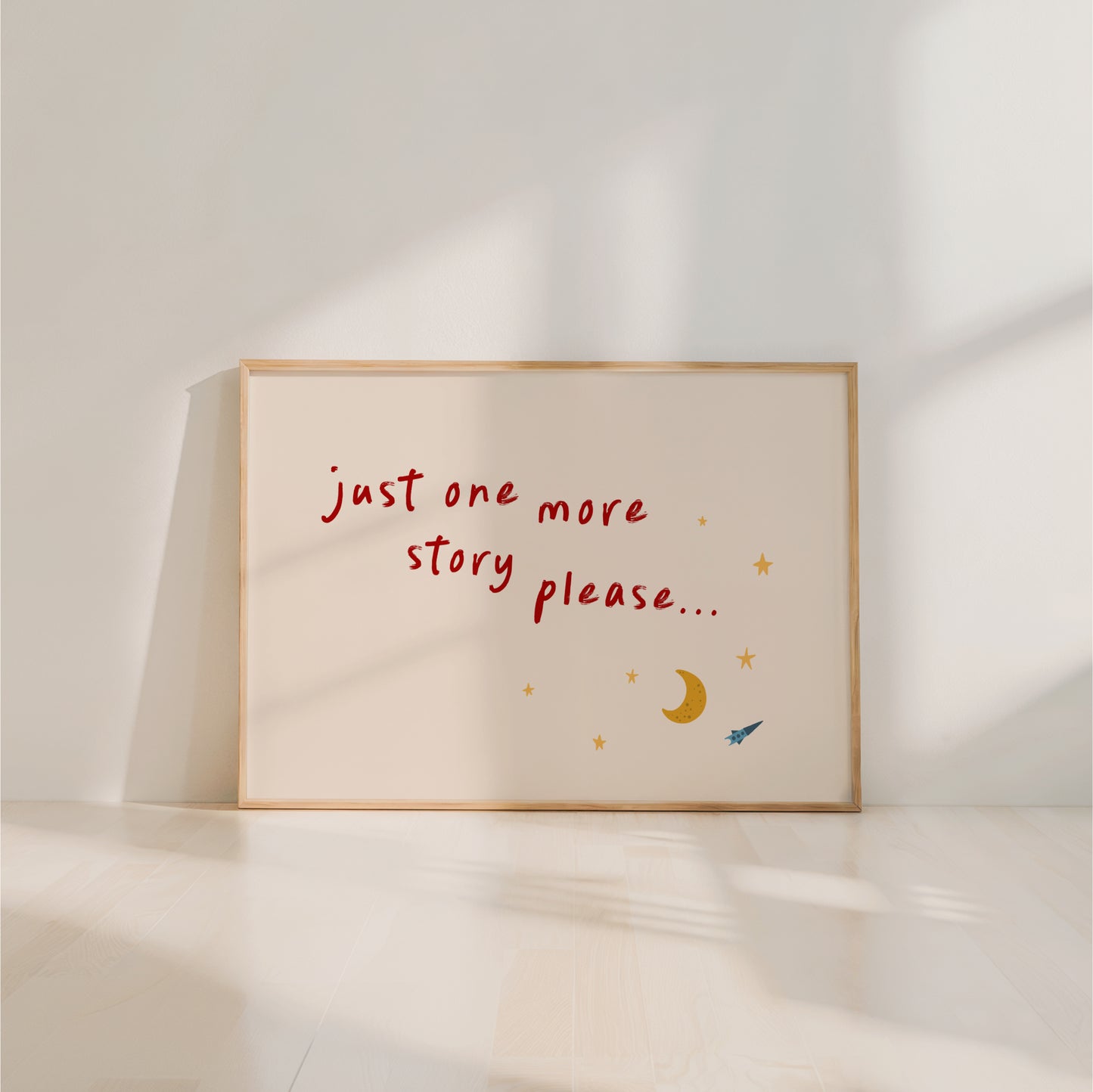 Just One More Story Please Wall Art – Nursery Quote Print for Kids Bedroom