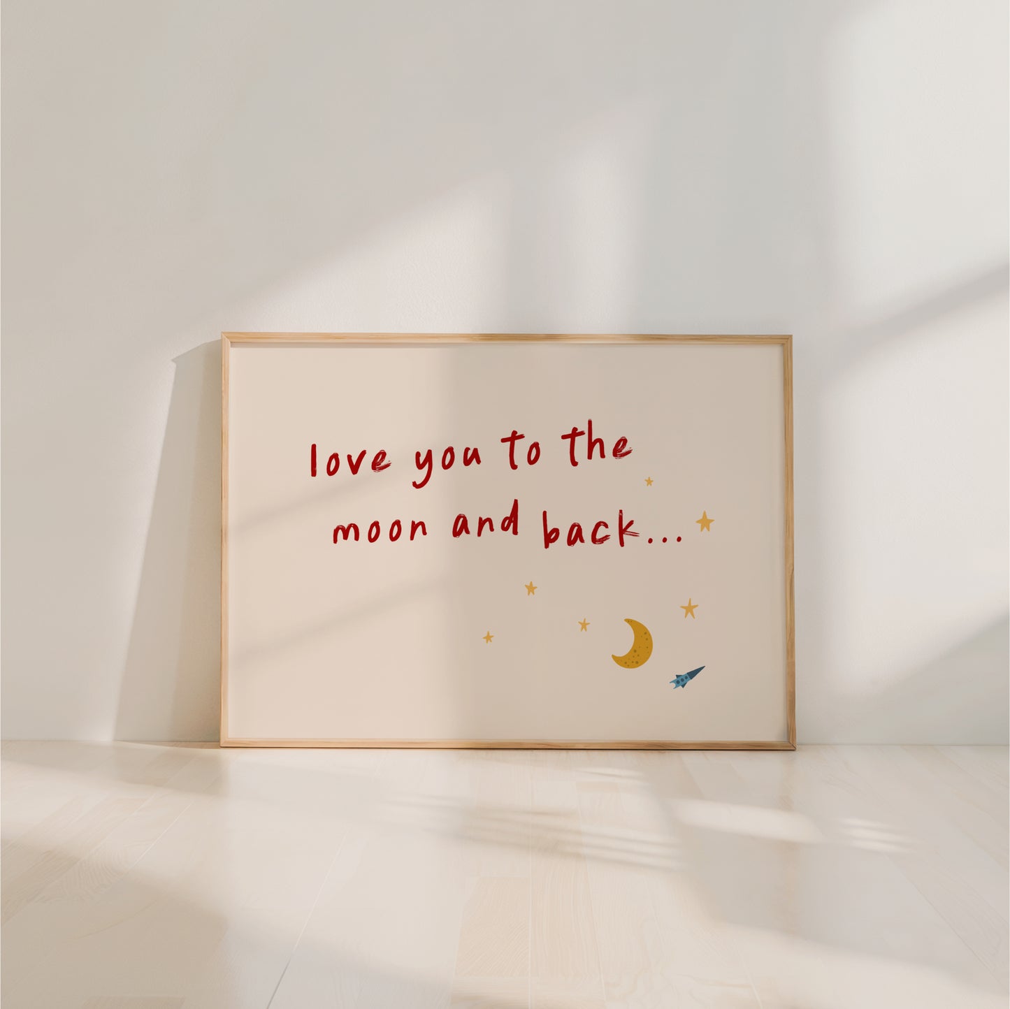 Love You to the Moon and Back Wall Art Print – Nursery Quote for Baby Room