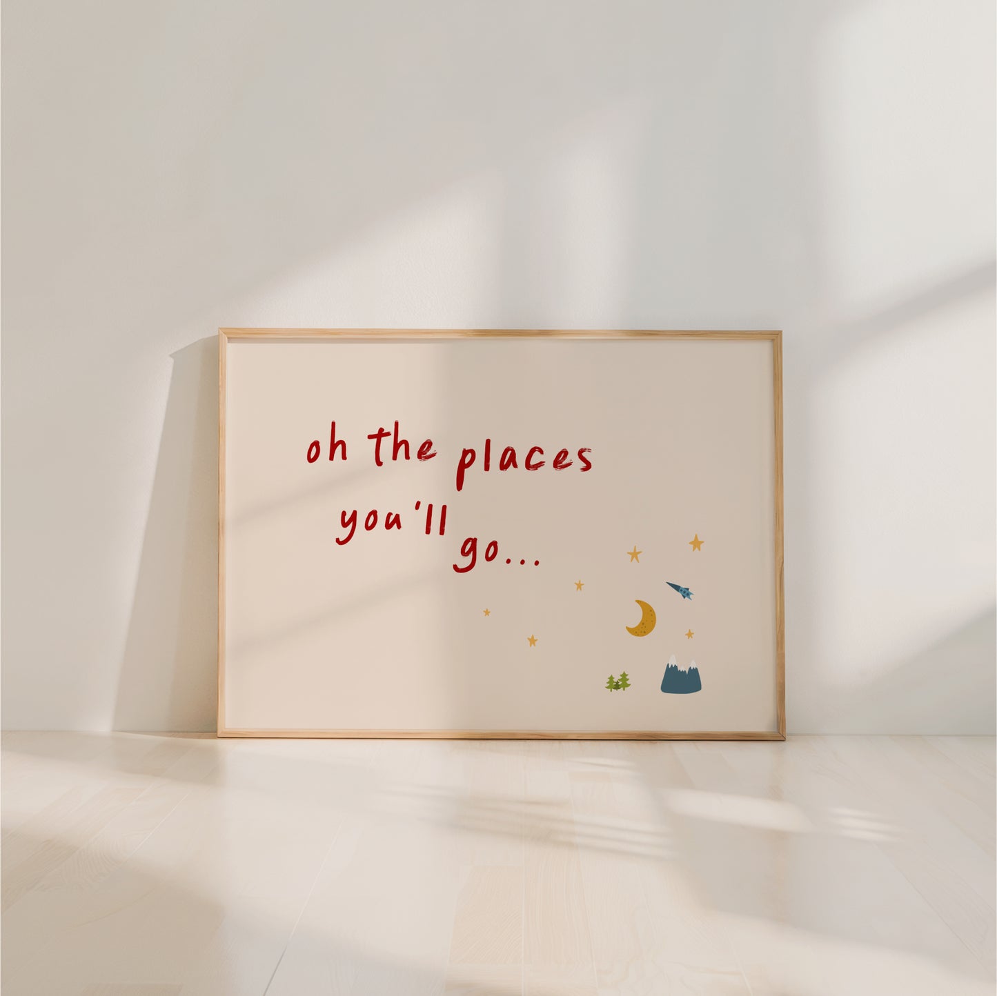 Oh The Places You’ll Go Wall Art Print – Nursery Quote for Kids Bedroom