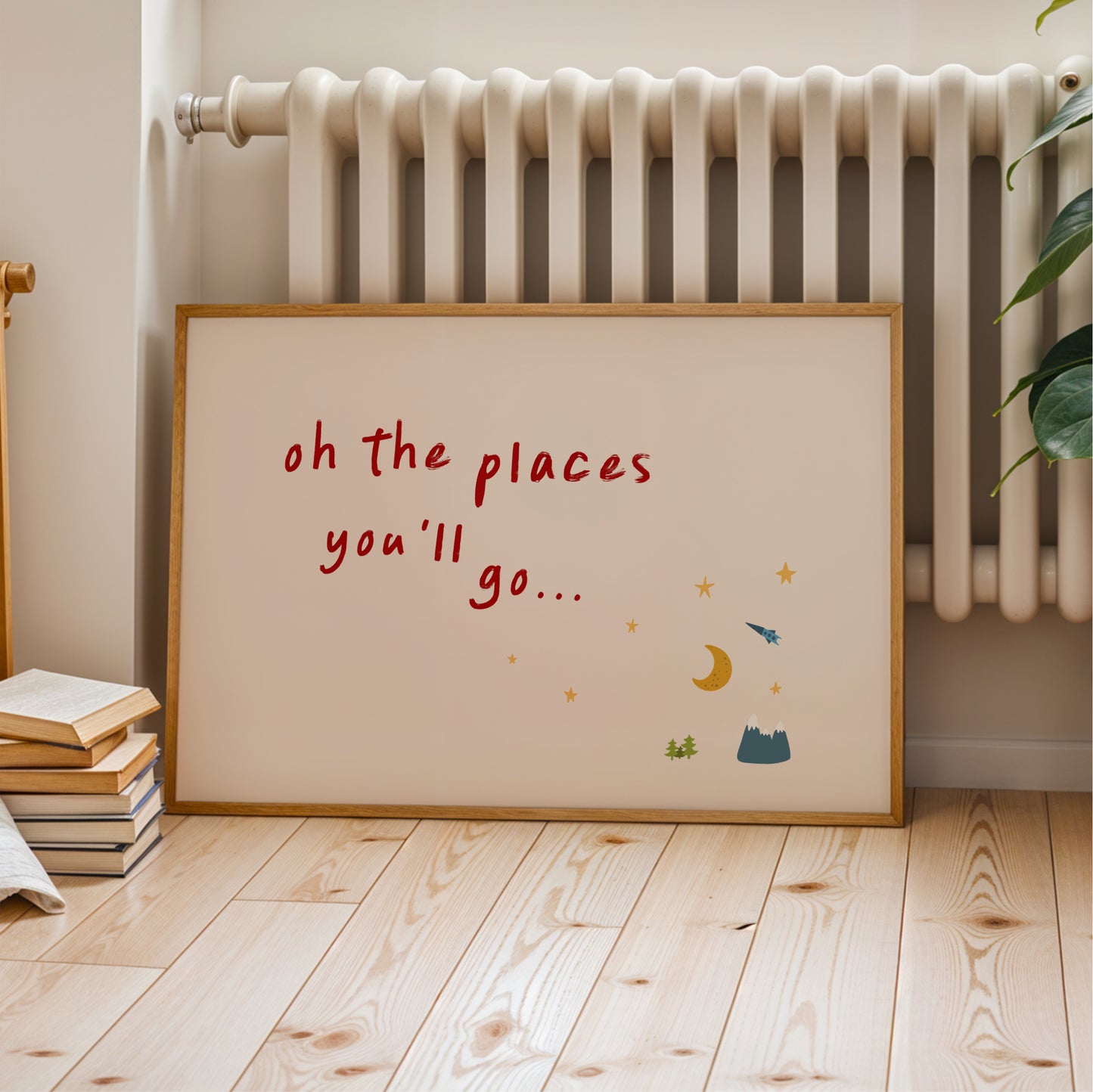 Oh The Places You’ll Go Wall Art Print – Nursery Quote for Kids Bedroom