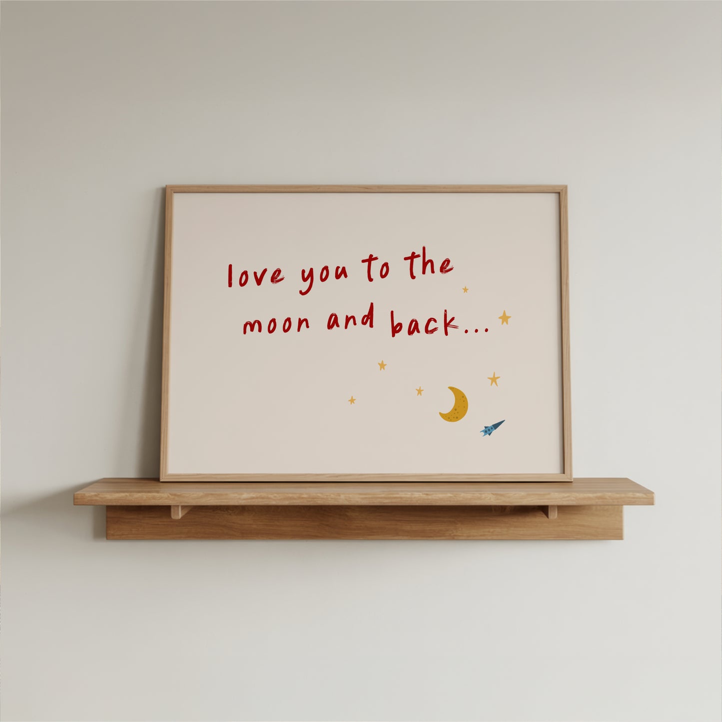 Love You to the Moon and Back Wall Art Print – Nursery Quote for Baby Room